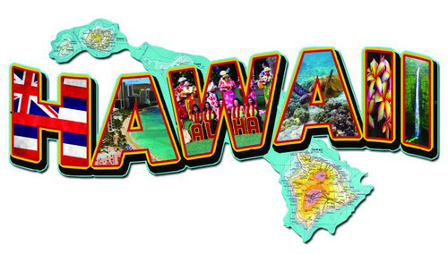 Hawaii LandmarksCustom Metal Shape Sign 28 x 14 Inches