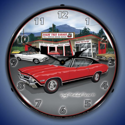 1968 SS Chevelle Lighted Wall Clock 14 x 14 Inches