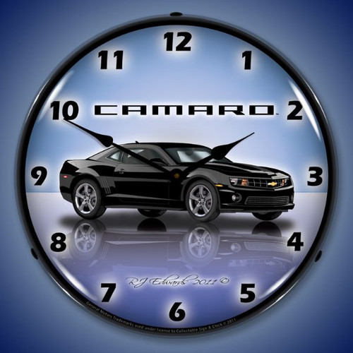 Camaro G5 Black Lighted Wall Clock 14 x 14 Inches