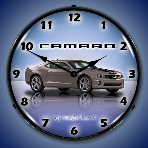 Camaro G5 Cyber Grey Lighted Wall Clock 14 x 14 Inches