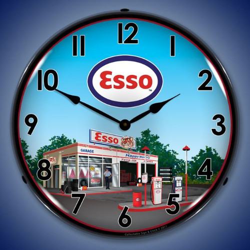 Esso Station Lighted Wall Clock 14 x 14 Inches