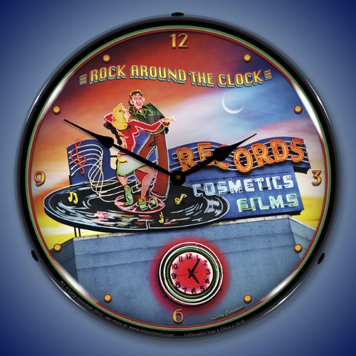 Rock Around the Clock Lighted Wall Clock 14 x 14 Inches