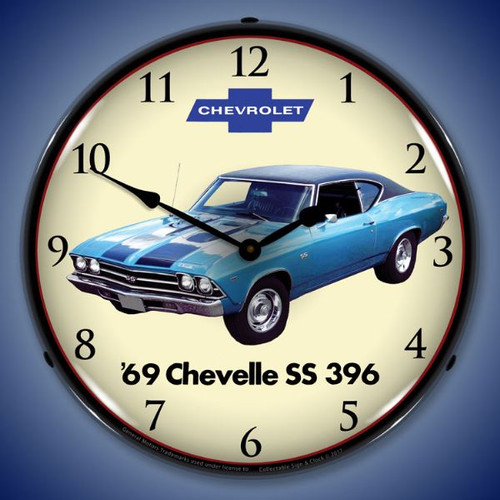 1969 Chevelle SS 396 Lighted Wall Clock 14 x 14 Inches