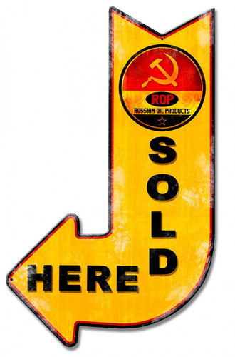 Polly Gas Sold Here Arrow Metal Sign 15 x 24 Inches