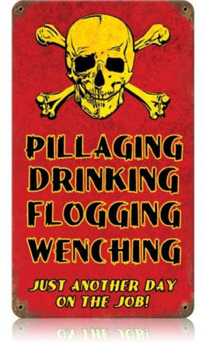 Personalized Street Signs >> Vintage Pillaging Drinking Pirates Metal Sign Personalized Street Signs >> Vintage Pillaging Drinking Pirates Metal Sign