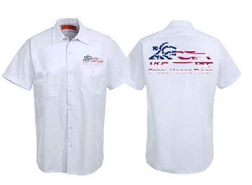 American Flag Motorcycle Work Shirt by Steel Horse Rider (graphics are protected under copyright laws, unauthorized use is prohibited)