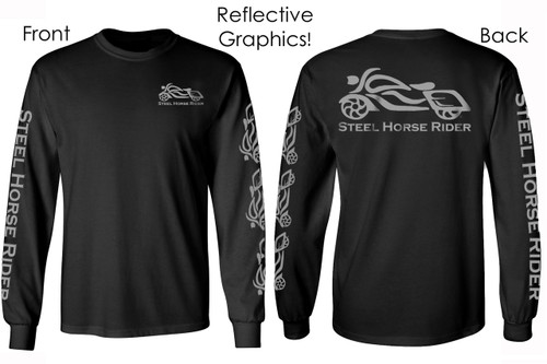 Reflective Graphic Long Sleeve Men's Motorcycle Shirt