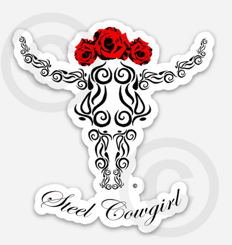 Steer Skull of Motorcycles Decal / Sticker by Steel Cowgirl (Graphics are protected by copyright laws, unauthorized use is prohibited)