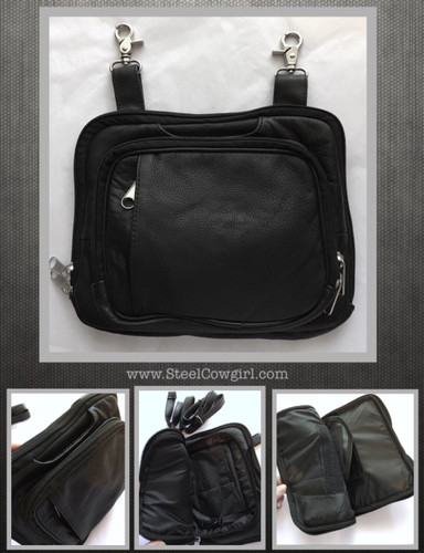 Concealed Carry Black Genuine Leather Hip Clip Bag Holster