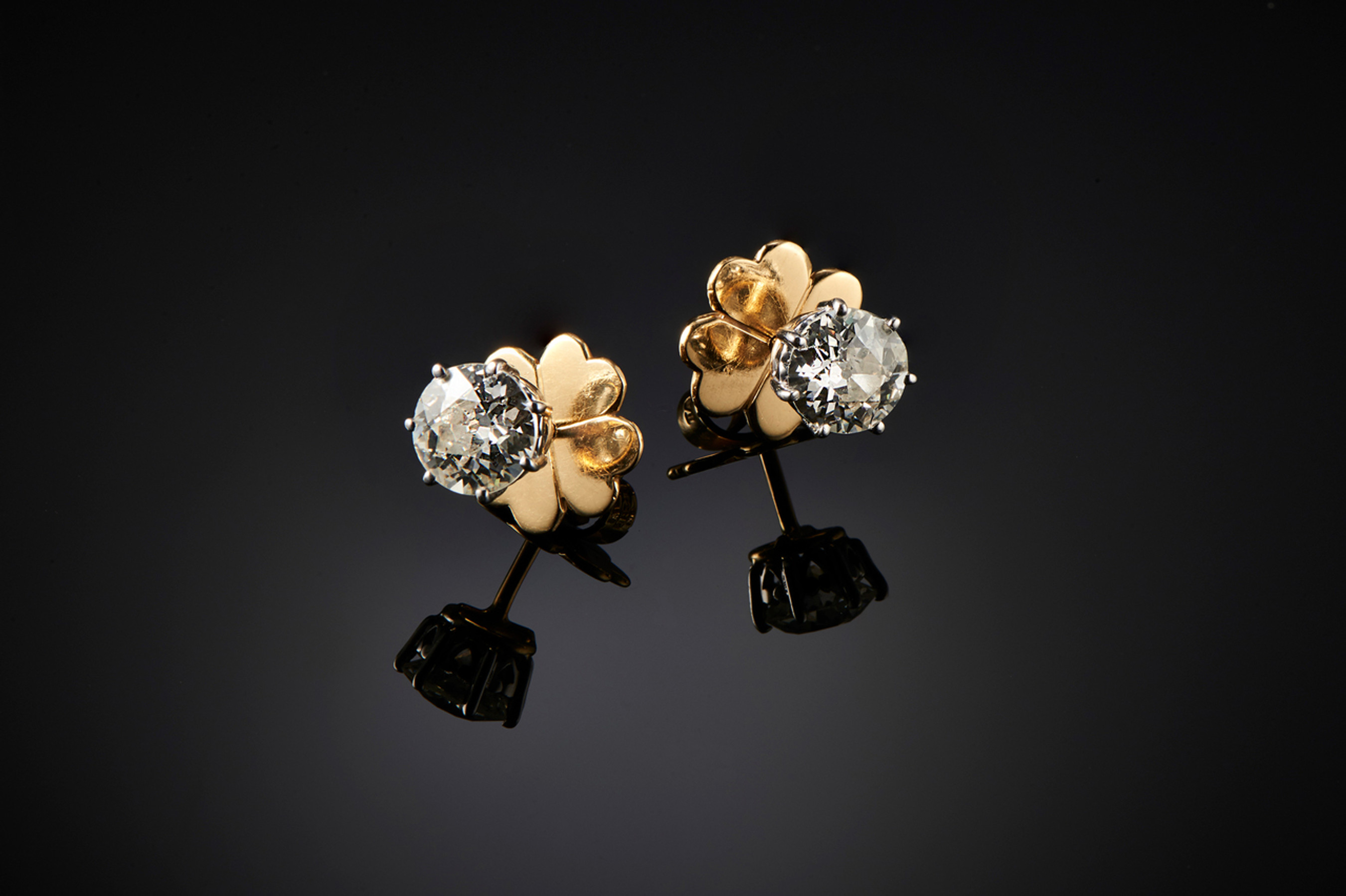 Stunning Pair of Diamond Stud Earrings by Kozminsky. - Front Image