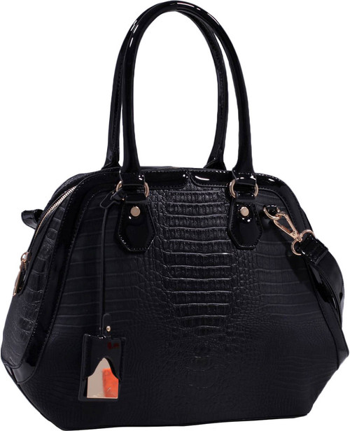 Black Alligator Vegan Leather Shoulder Bag Purse Handbag Black Alligator Vegan Leather Shoulder Bag Purse Handbag