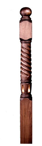 Wildwood Illuminated newel post from Lighted Landings American Cherry