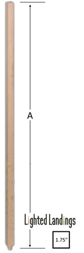 Lighted Landings wood baluster. Plain square wood spindle for stairs.
