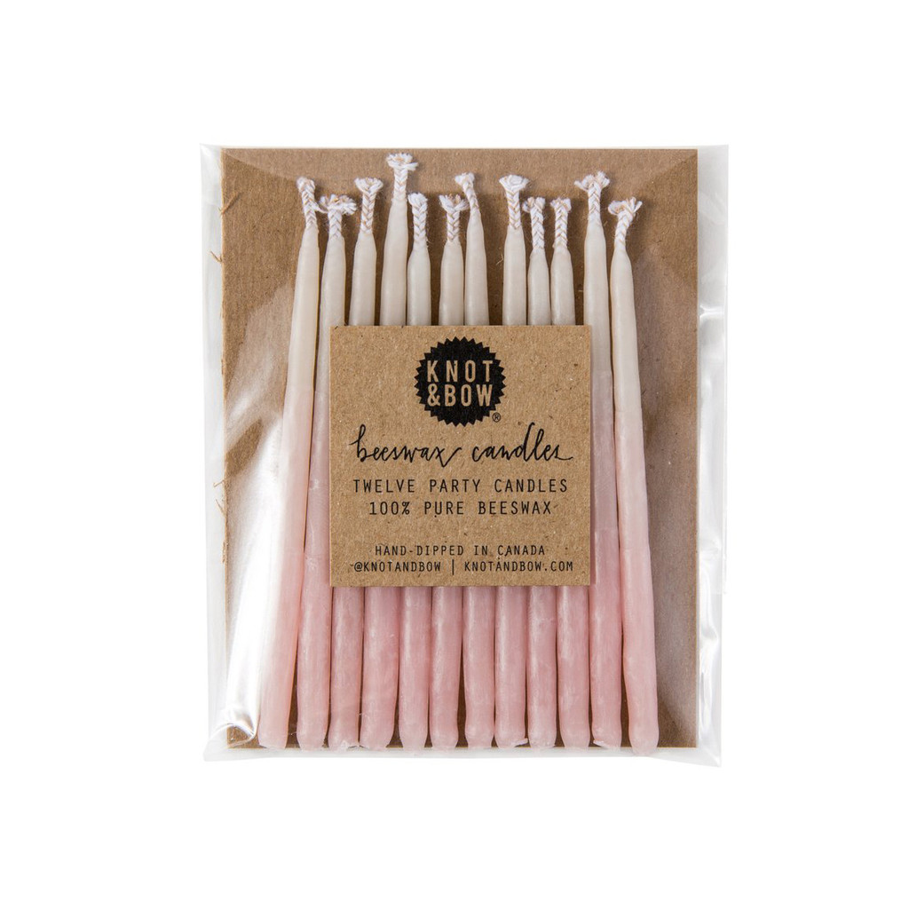 Ombré Beeswax Party Candles, Pink