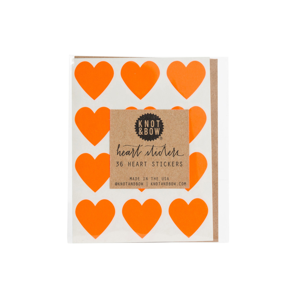 Heart Stickers, Neon Orange
