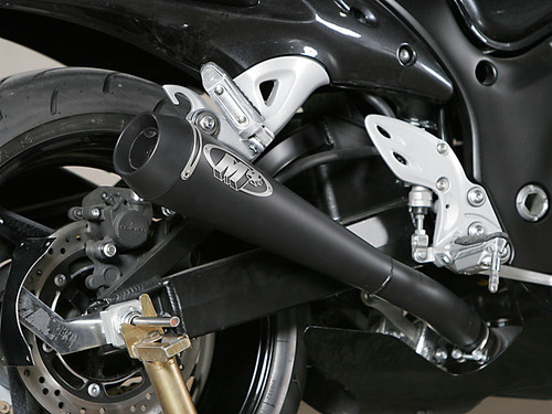 2008-2017 Hayabusa "Retro Drag" Slip On System with TWIN BLACK Mufflers