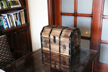 Large Wooden Pirate Lockable Trunk with Lion Rings