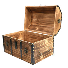 Large Wooden Pirate Lockable Trunk with Lion Rings