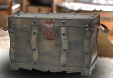 Antique Style Distressed Wooden Pirate Treasure Chest
