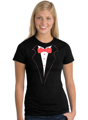 Rhinestone Lapels - Tuxedo Tee Missy Sizing