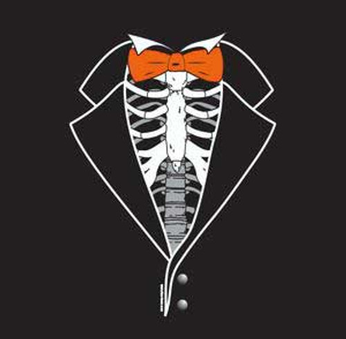 Toddler Dem Bones Tuxedo T-shirt in Black with Orange Tie
