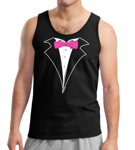 Tuxedo TankTop in Black with Hot Pink Tie