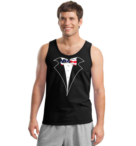 Tuxedo Tank Top with USA Flag Tie