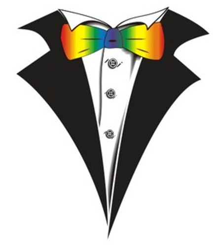 Tuxedo Tank Top with Rainbow Bow Tie on White