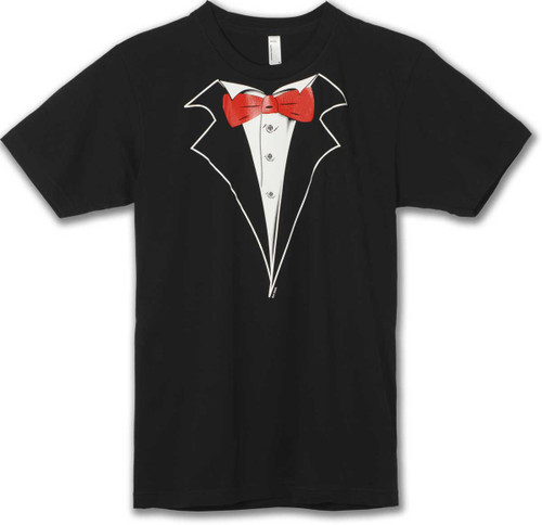 American Apparel Black Tuxedo Tee - Red Tie