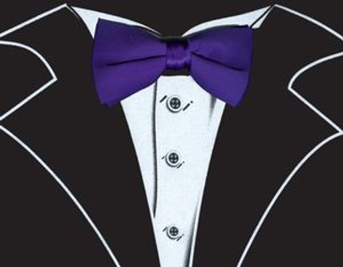 Tuxedo T-Shirt in Black with Real Purple Bow Tie