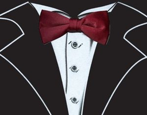 Tuxedo T-Shirt in Black with Real Wine Bow Tie