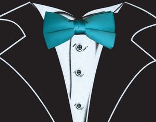 Tuxedo T-Shirt in Black with Real Turquoise Bow Tie