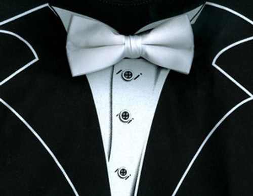 Tuxedo T-Shirt in Black with Real White Bow Tie
