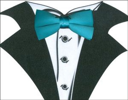 White Tuxedo T-Shirt with Real Turquoise Bow Tie