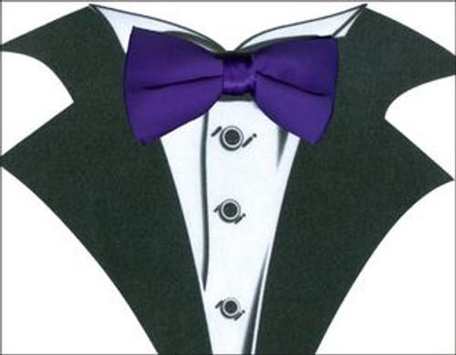White Tuxedo T-Shirt with Real Purple Bow Tie