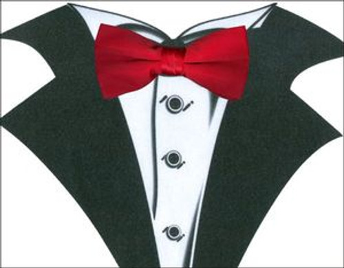 White Tuxedo T-Shirt with Real Red Bow Tie