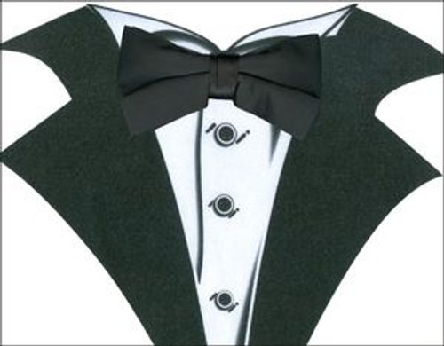 White Tuxedo T-Shirt with Real Black Bow Tie
