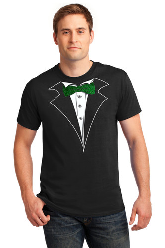 Green Glitter Tie Tuxedo T-Shirt