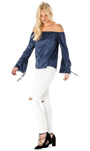 Ariel Tie Blouse in NAVY by AMELIUS**