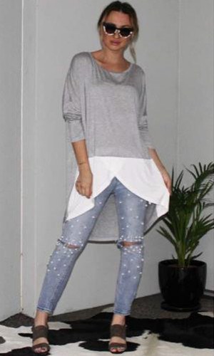 KL344 Top in Grey/White by KIIK LUXE