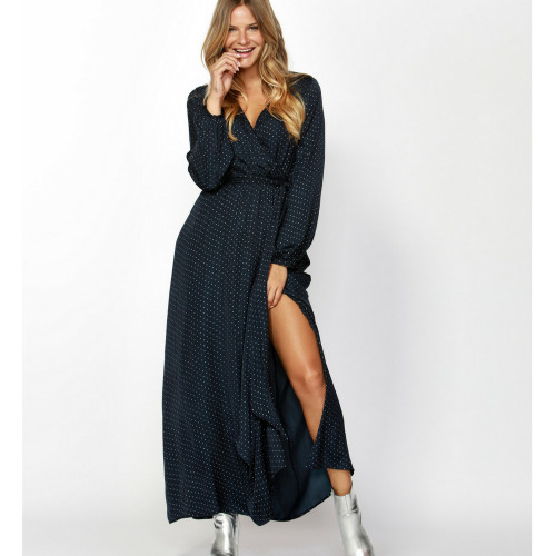 Silver Dot Grecian Maxi Dress by SASS*