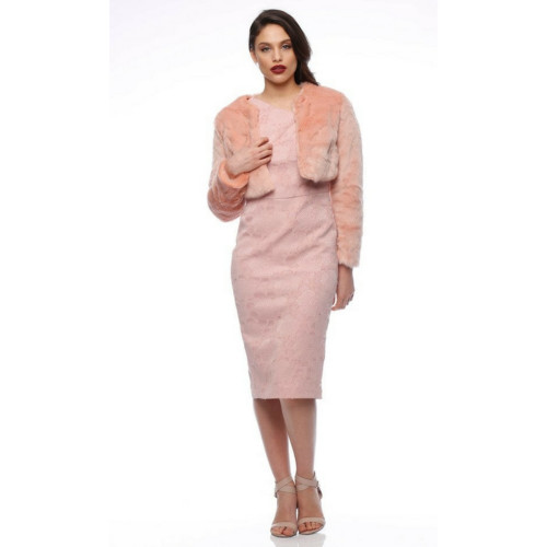 Blair Fur Jacket in Blush by ROMANCE*