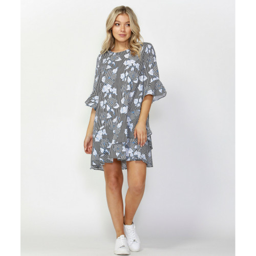 Earn Your Stripes Ruffle Dress by SASS*