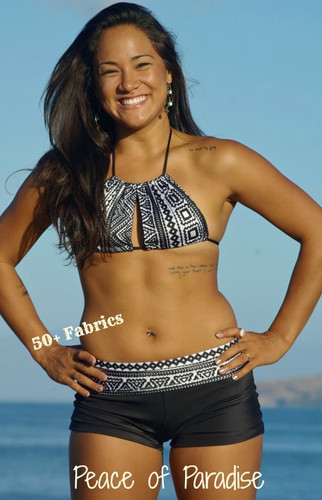 KEALIA : Unique Yoga Surf Bathing Suit Bikini Shorts Bottoms Customize Size & Choose from 50+ Fabrics