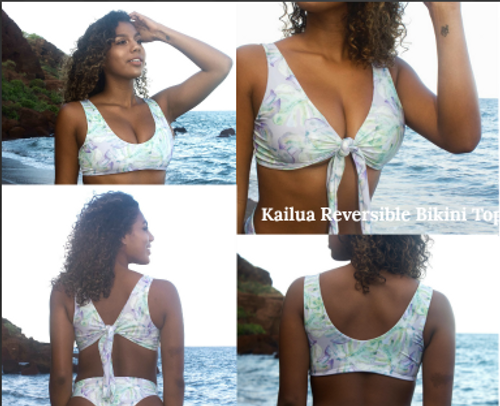 A Kailua Reversible -Adjustable allows multiple Looks Bralet Bikini Top Customize Size & Choose from 50+ Fabrics
