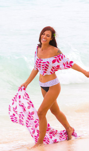 A Luna Ruffle Bandeau Bikini Top