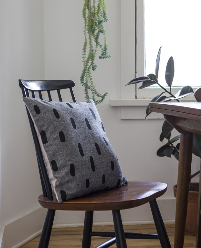 Black Chambray Brushstroke Pillow