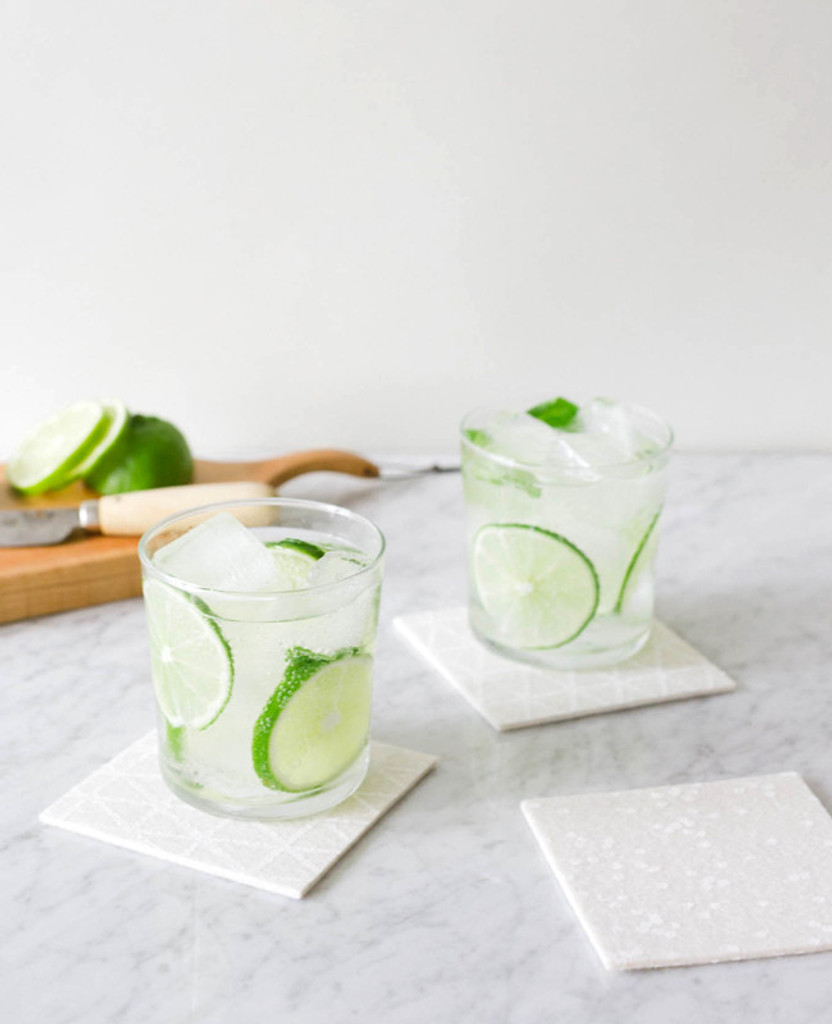 Cosmic White Confetti Coasters