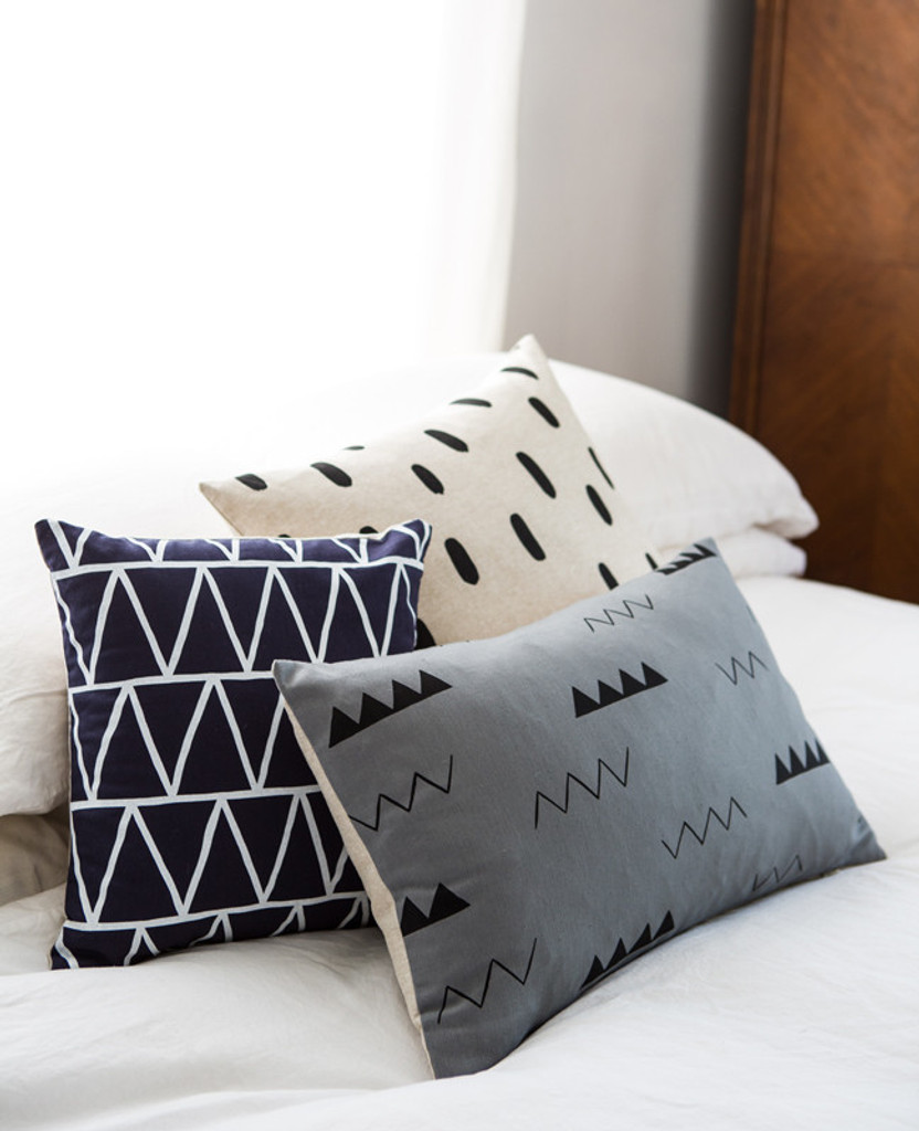 Smoke Grey Zig Zag Oblong Pillow