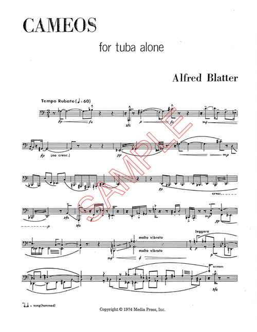 Blatter, Alfred- Cameos, for solo tuba Blatter, Alfred- Cameos, for solo tuba
